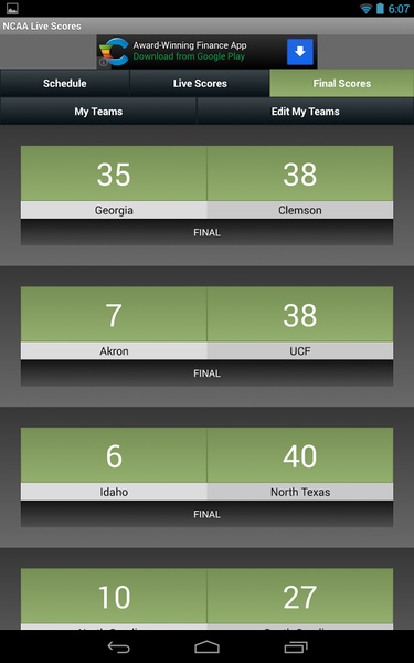 NCAA Live Scores - Preview 4