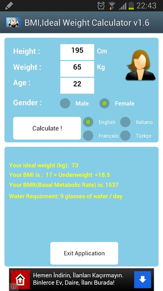 BMI, Ideal Weight Calculator v1.94 - Preview 2