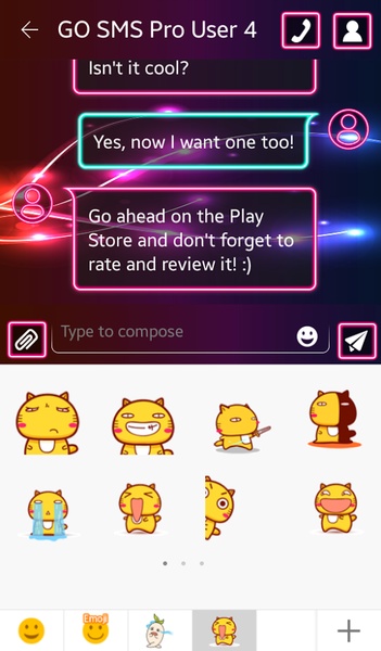 GO SMS Neon Colors Theme - Preview 3