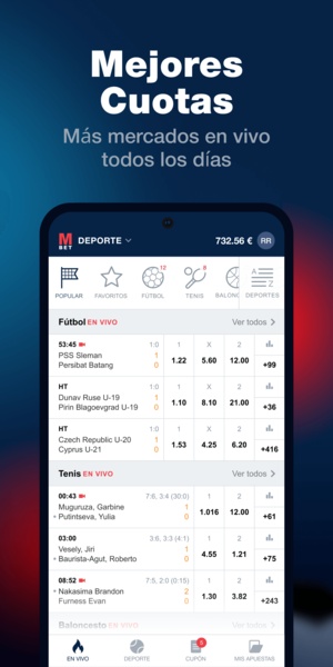 Captura de pantalla de la app marathonbet mostrando la interfaz de apuestas