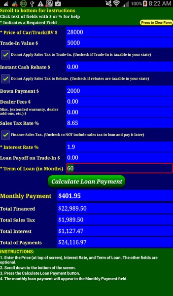 Auto Loan Calc Free - Preview 2