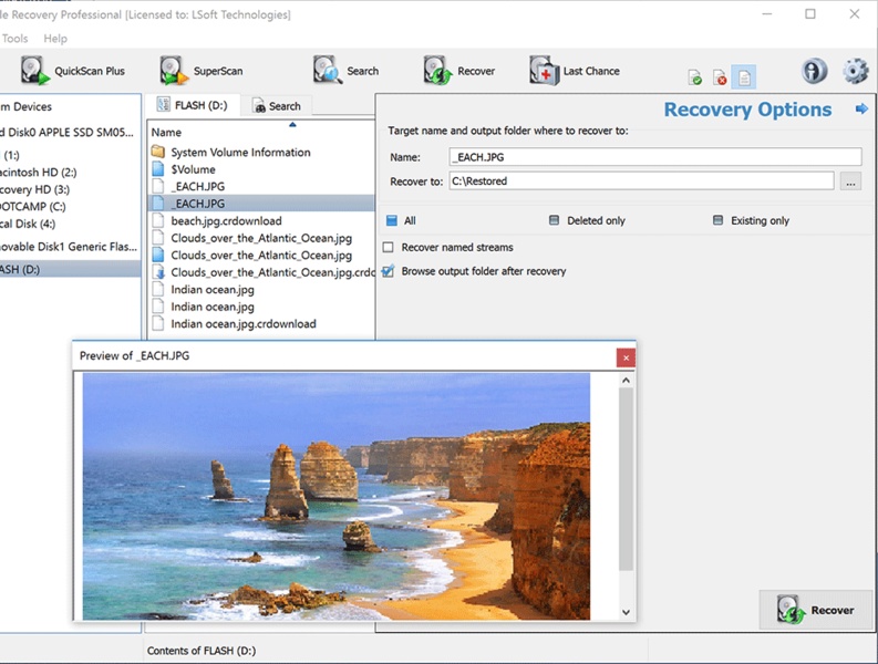 Восстановление данных в Active File Recovery