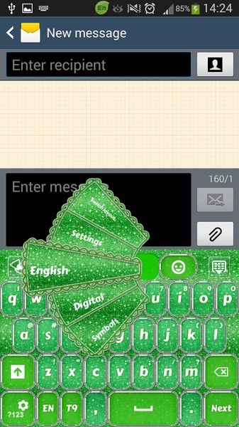 GO Keyboard Green Glitter Theme - Preview 11