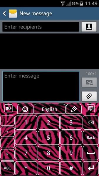 GO Keyboard Pink Zebra Theme - Preview 7