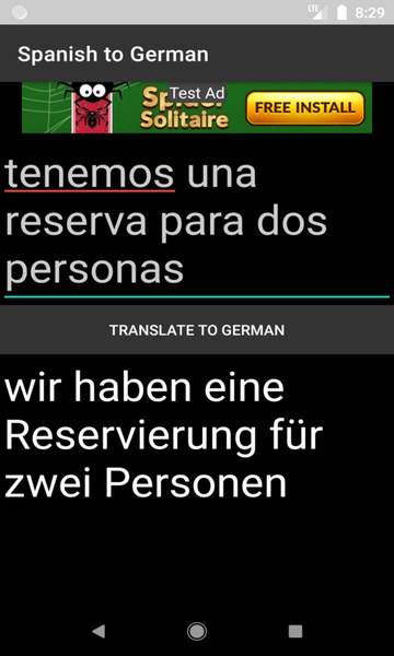 Spanish to German Translator - Preview 1