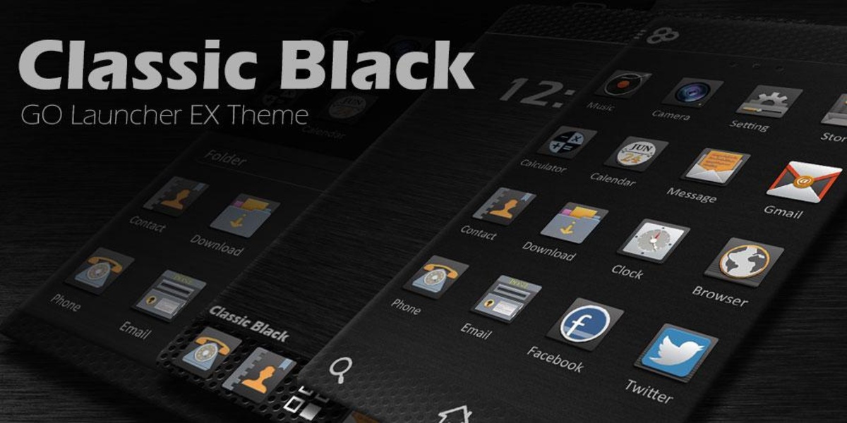 Classic Black GOLauncher EX Theme - Preview 1