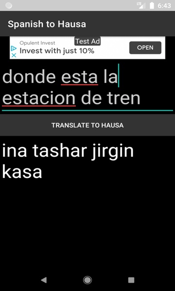 Spanish to Hausa Translator - Preview 2