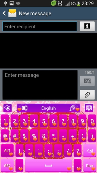 GO Keyboard Purple Heart Theme - Preview 6