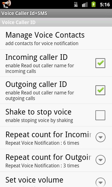 Voice Caller Id+SMS Lite - Preview 4