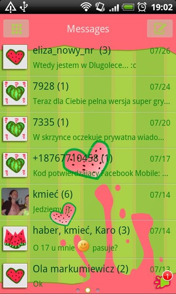 GOSMS Watermelon Heart Theme - Preview 5