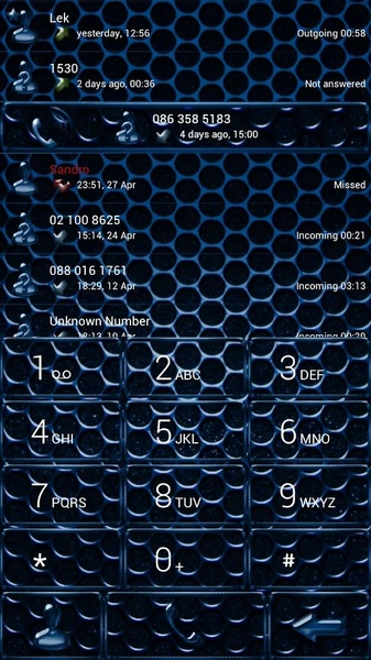 exDialer Carbon Metal Blue theme - Preview 3