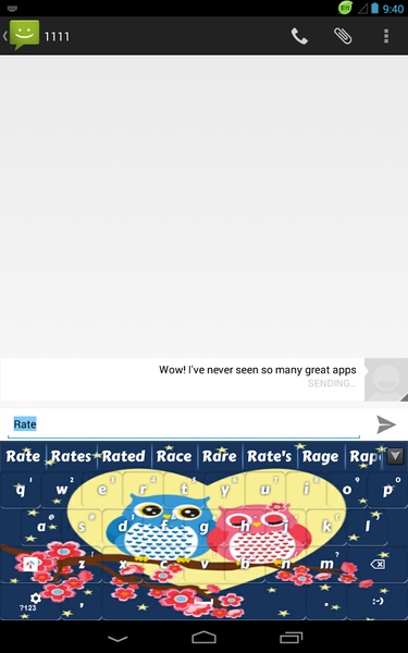 GO Keyboard Sweet Owl Theme - Preview 2