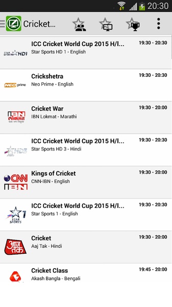 Cricket TV schedule - Preview 6