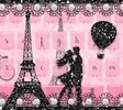 Pink Paris Rose Keyboard Eiffel Tower Theme screenshot 1