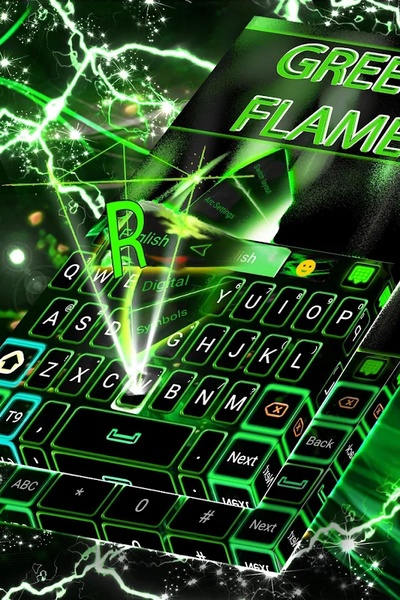 Green Flame GO Keyboard theme - Preview 2