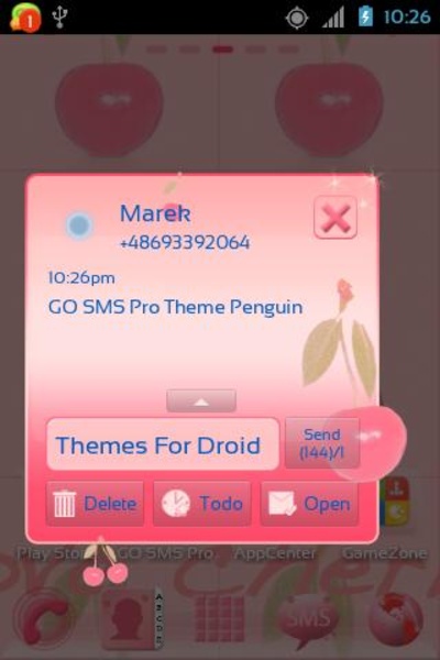 GO SMS Pro Theme Cherries - Preview 1