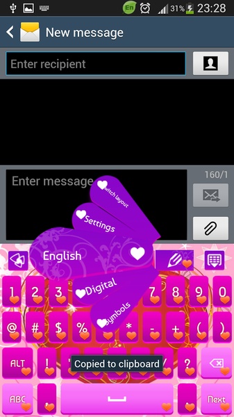 GO Keyboard Purple Heart Theme - Preview 11