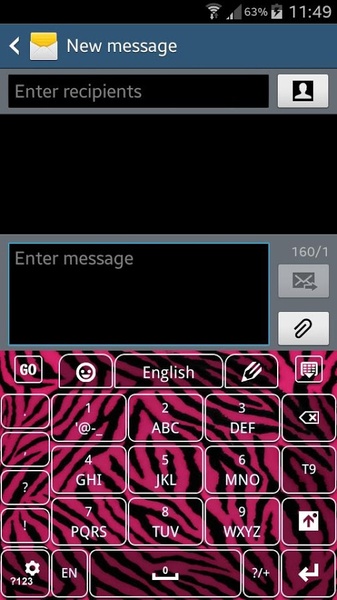 GO Keyboard Pink Zebra Theme - Preview 8