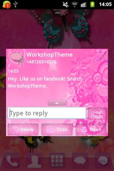 GO SMS Pro Theme Pink Flowers - Preview 1