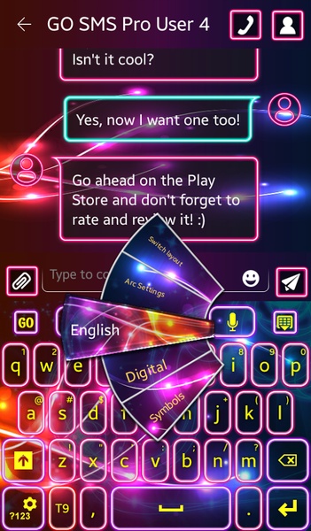GO SMS Neon Colors Theme - Preview 2