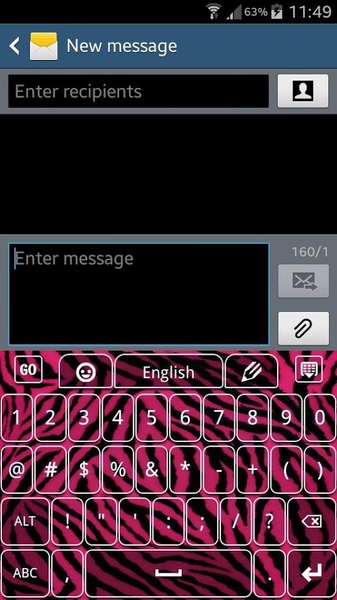 GO Keyboard Pink Zebra Theme - Preview 9