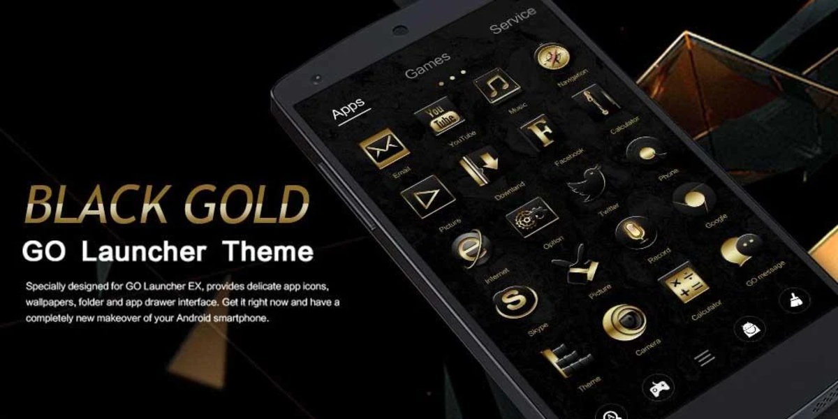 Black Gold GOLauncher EX Theme - Preview 1
