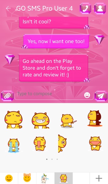 GO SMS Pink Diamonds Theme - Preview 3