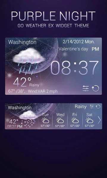 Widget Purple Night Style GO Weather EX - Preview 1