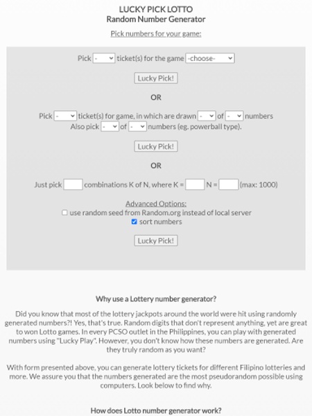 Pcso lotto number clearance generator