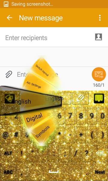 GO Keyboard Gold Shine theme - Preview 5