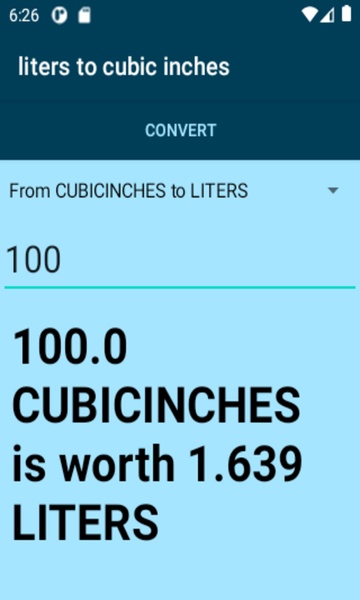 liters to cubic inches converter - Preview 2
