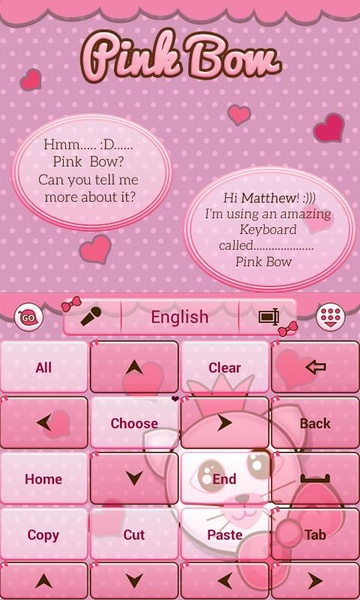 Pink Bow GO Keyboard Theme - Preview 3