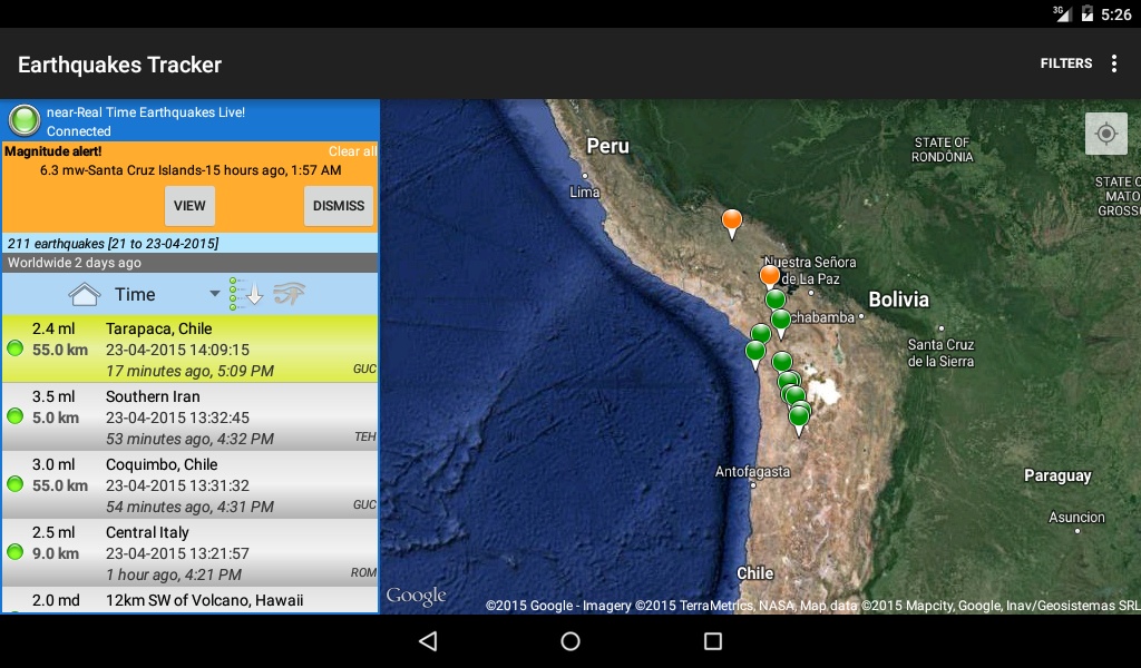 Earthquakes Tracker - Preview 3