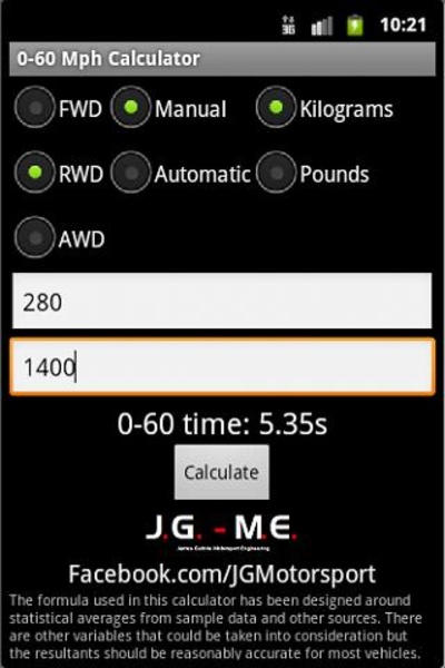 0-60 Mph Calculator - Preview 1