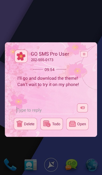 GO SMS Pink Flower Theme - Preview 1