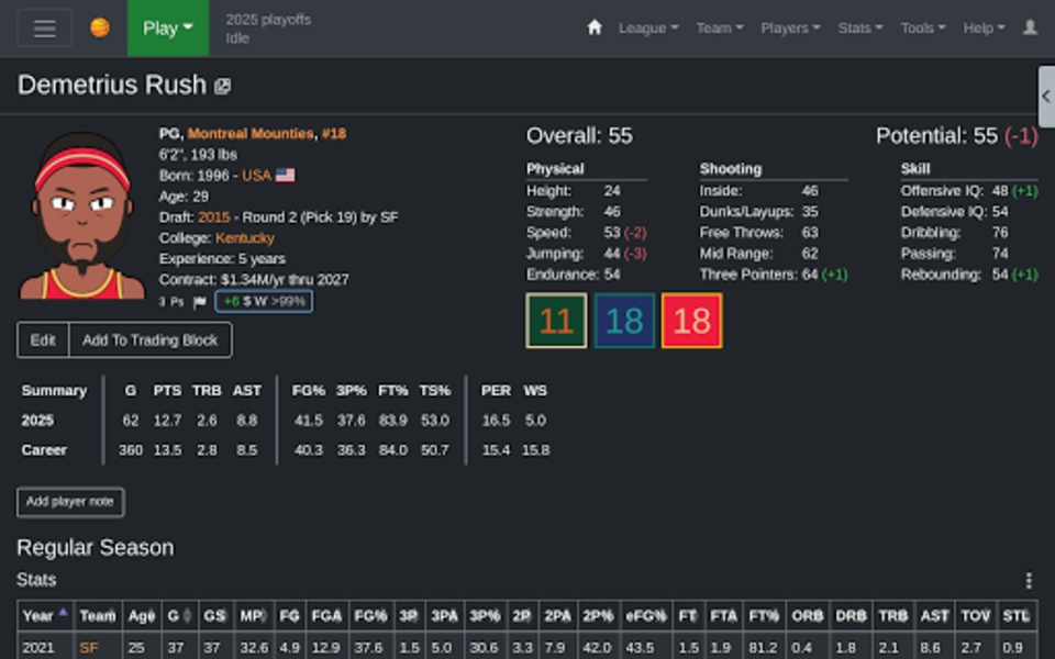 Basketball GM 3 UI shots 2