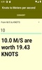 Knots to Meters per second converter screenshot 2