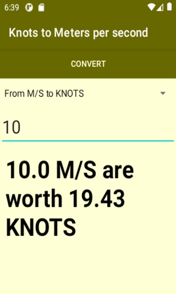 Knots to Meters per second converter - Preview 2