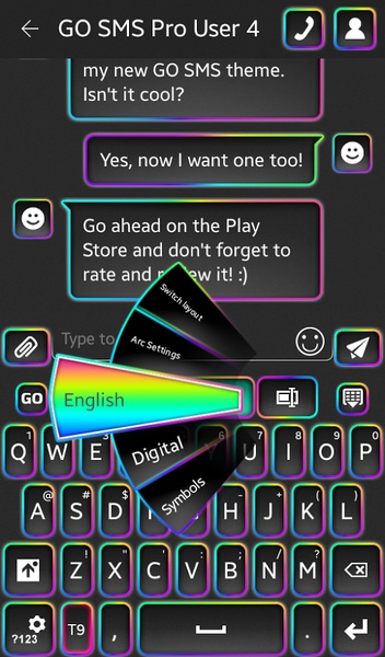 GO Keyboard Neon Rainbow Theme - Preview 6